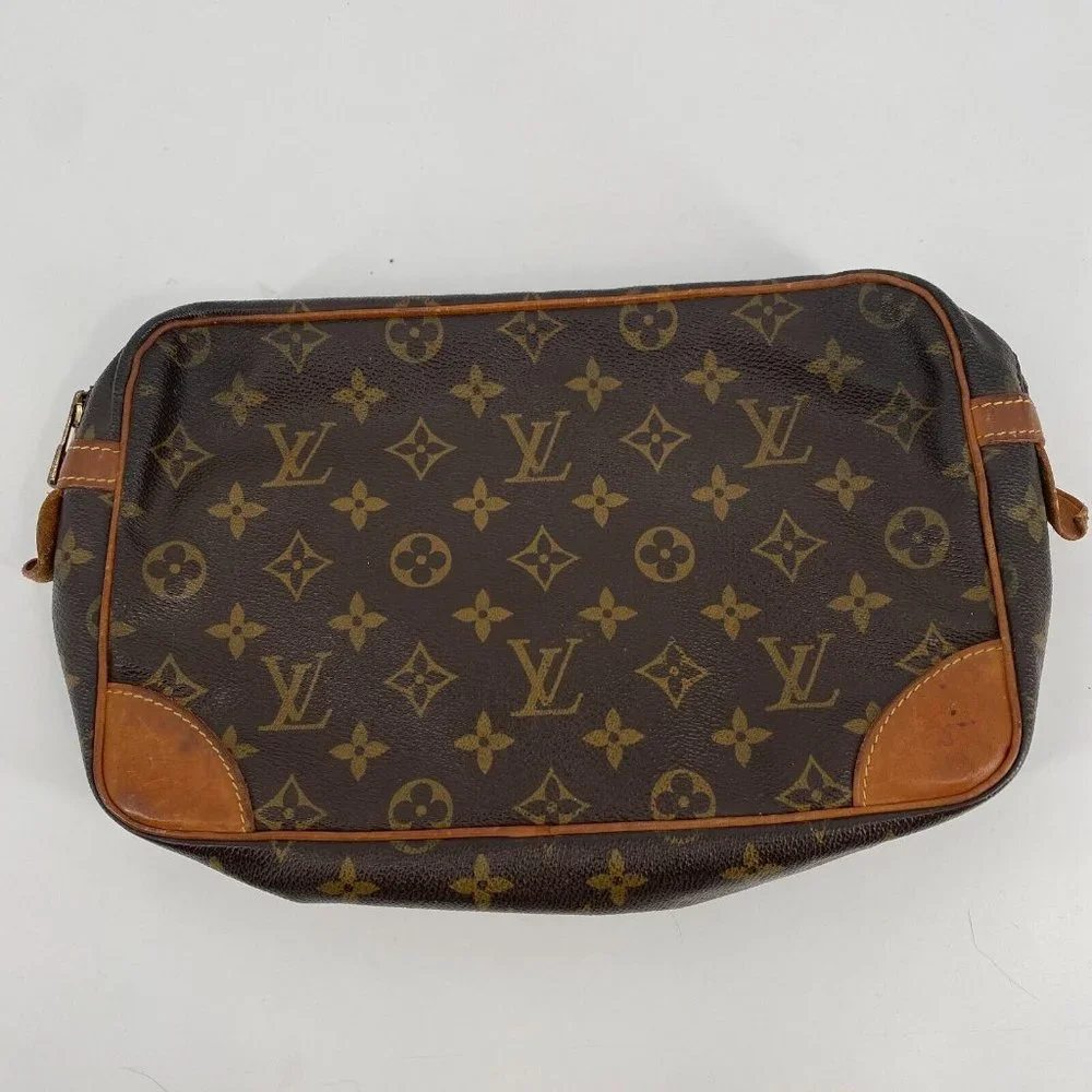Louis Vuitton Monogram Canvas Brown and Tan Makeup Pouch